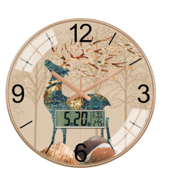 Deer Round Analog/Digital Wall Clock