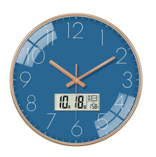 Blue Round Analog/Digital Wall Clock