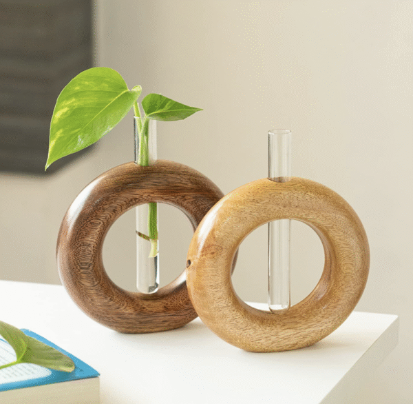 Wooden Round Décor Planter