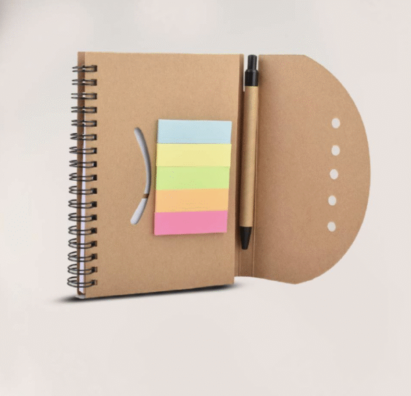 Diary with sticky notes and pen