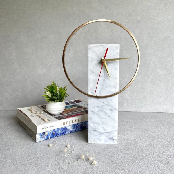 Marble Analog Table Clock