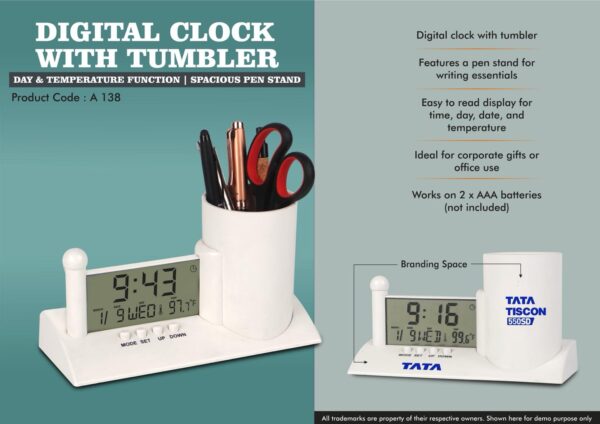 Smart Digital Table Clock with Pen Stand