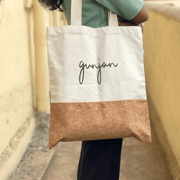 Cork & White Canvas Bag